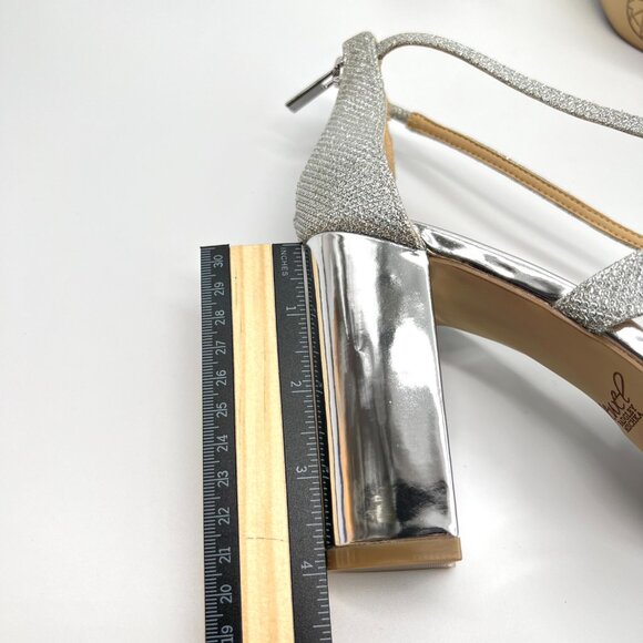 Jewel Badgley Mischka Womens Size 9 Gale Silver Dress Sandals Heels Shoes - Picture 16 of 16